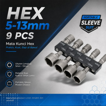 MIANQI Mata Kunci Shock Hex Socket Sleeve Wrench 5-13mm 9 PCS - BS04