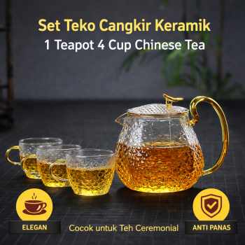 Homadise Set Teko Cangkir Keramik Kopi Teh 1 Teapot 4 Cup Chinese Tea - JJ06