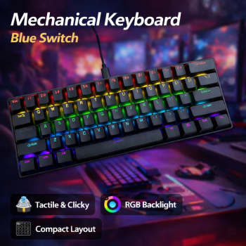 Y-FRUITFUL Mechanical Keyboard Gaming Wired Blue Switch 61 Keys - K33
