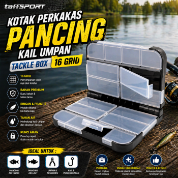 TaffSPORT Kotak Perkakas Pancing Kail Umpan Tackle Box 16 Grid - H016