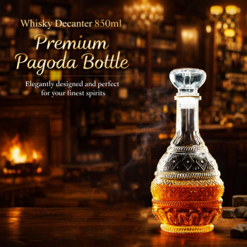 One Two Cups Botol Whisky Decanter Glass Bottle Liquor Scotch Pagoda 850ml - C25 - Transparent