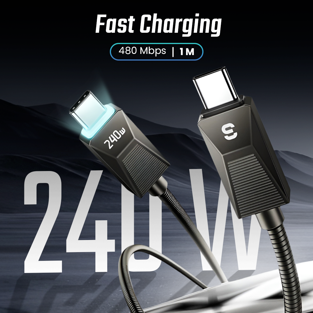 Gambar produk ESSAGER Kabel Data USB Type C to Type C Fast Charging 240W 1M - EXCTT3-SB0A-Z