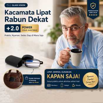 KLASSNUM Kacamata Baca Rabun Dekat Folding Reading Glasses Lensa Plus - HM642