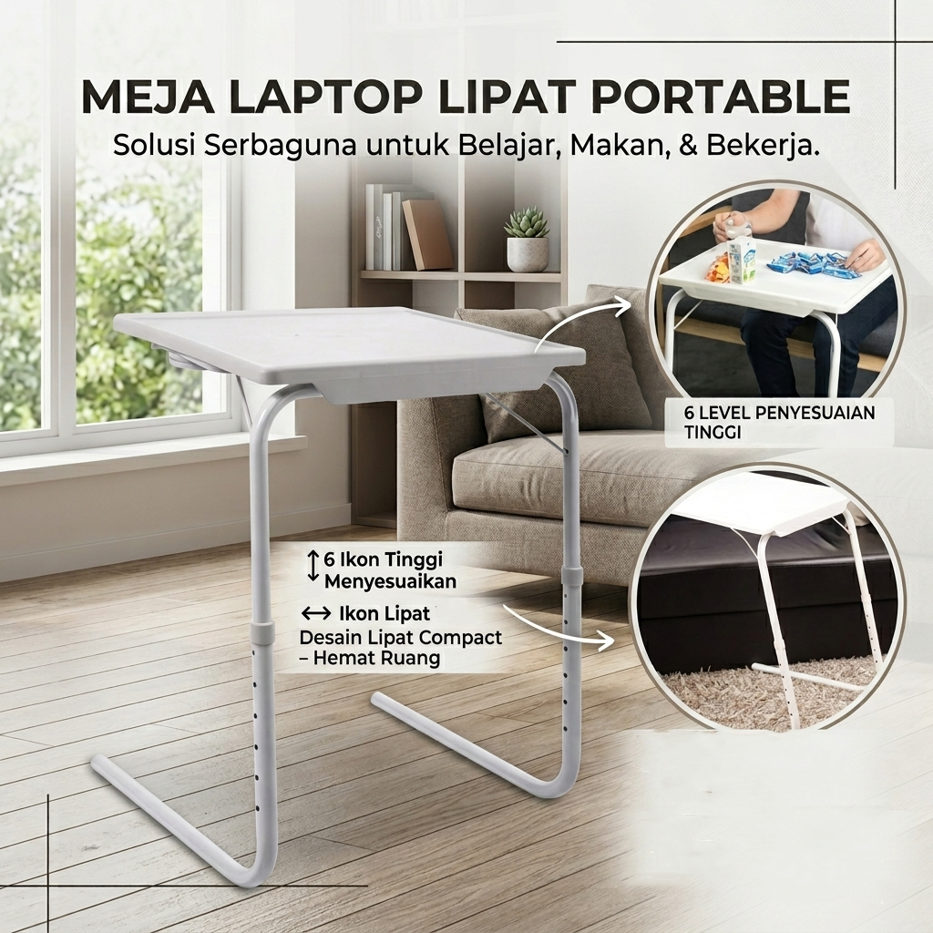 Table Mate II Meja Laptop Lipat Portable Adjustable Height 51x39.5cm - TM2 Gambar produk Table Mate II Meja Laptop Lipat Portable Adjustable Height 51x39.5cm - TM2