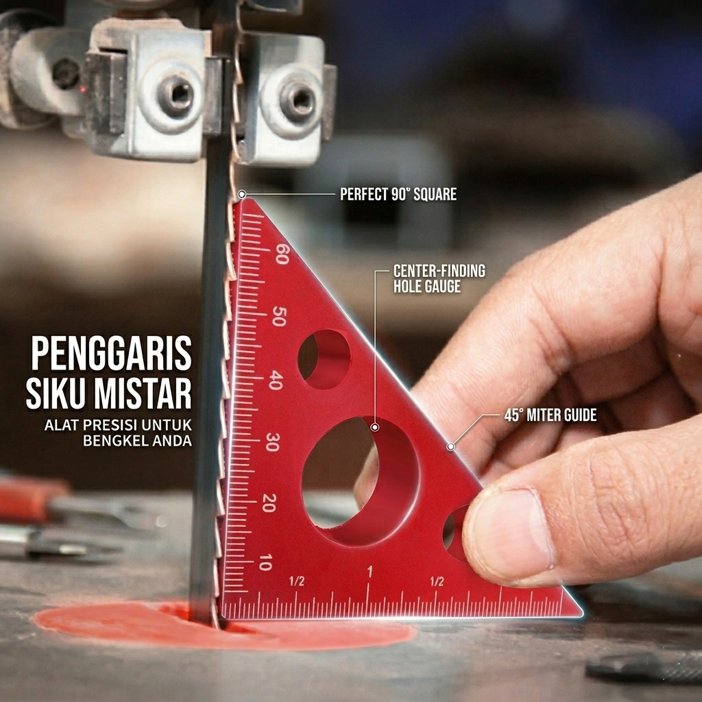 Gambar produk KETIPED Penggaris Siku Mistar Thickened Triangle Ruler Aluminium Alloy - INU31