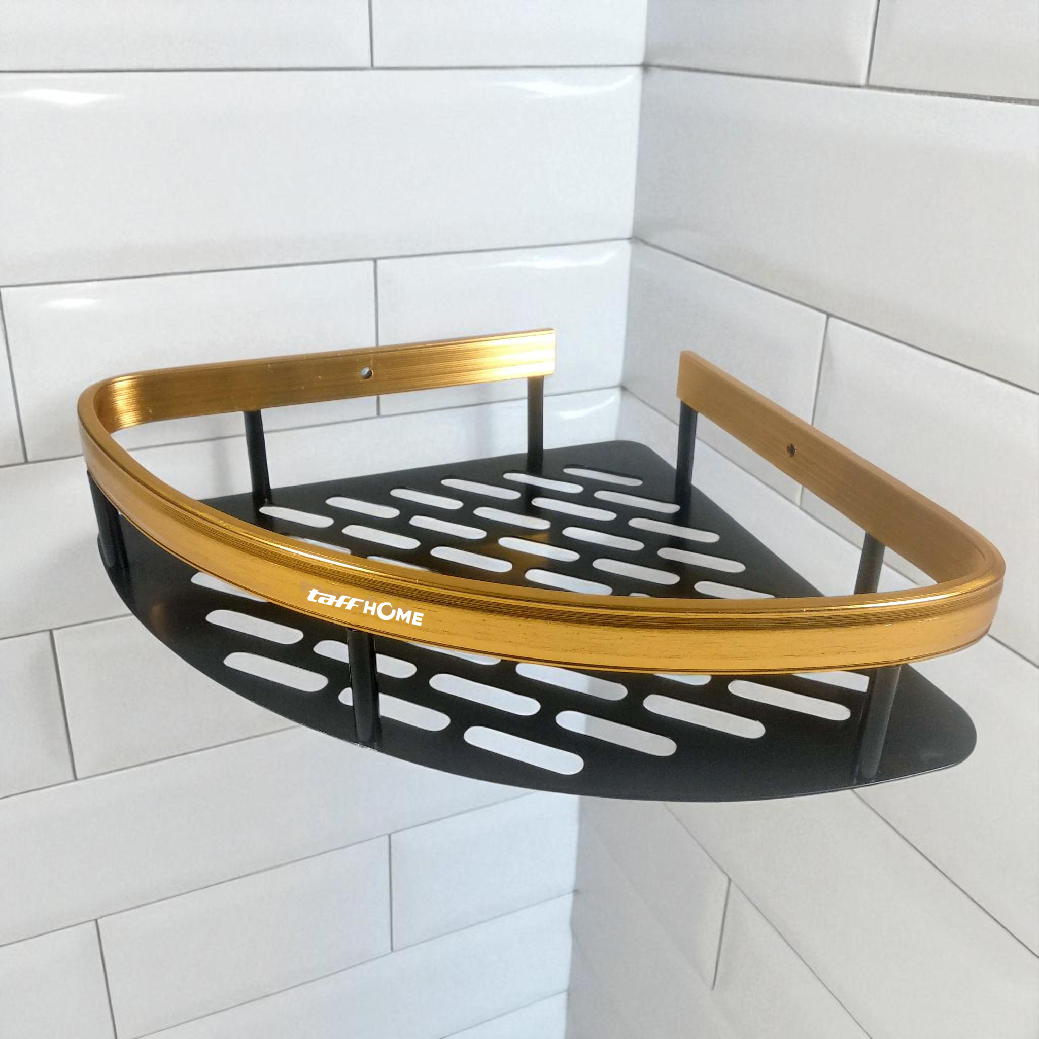 Gambar produk TaffHOME Rak Kamar Mandi Aluminium Triangular Bathroom Corner Shelf - RG2A - 3