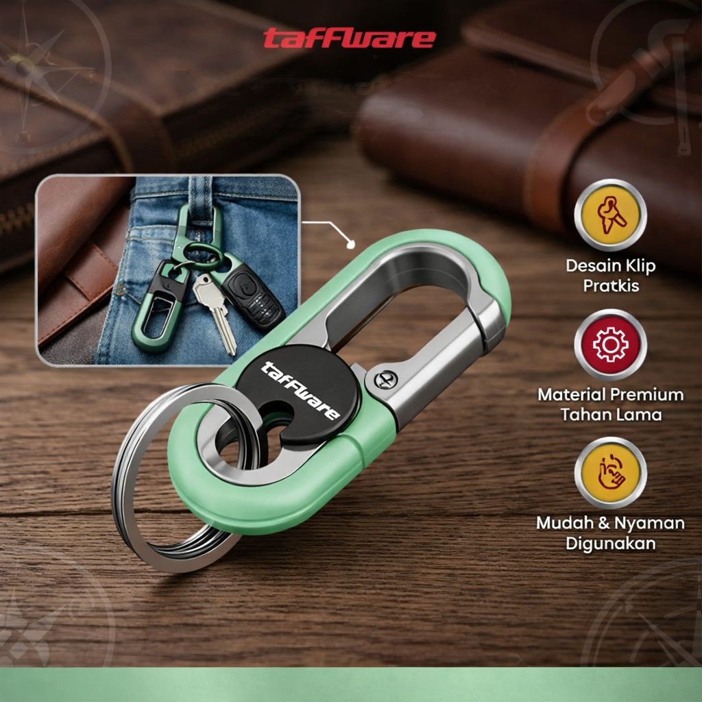 Taffware Gantungan Kunci Carabiner Keychain Clip Stainless Steel - A3746 Gambar produk Taffware Gantungan Kunci Carabiner Keychain Clip Stainless Steel - A3746 - Utama