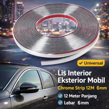 PIN SU Lis Dekorasi Interior Eksterior Mobil Chrome Strip 12M - YH