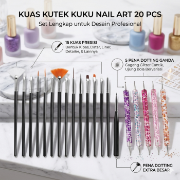 FUMOSK Kuas Kutek Kuku Brush Nail Art Dotting Pen Tools 20 PCS - F-20