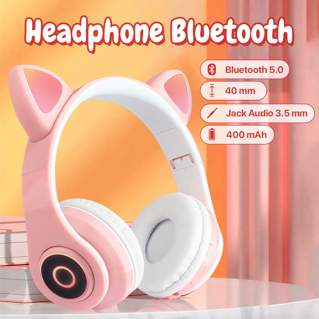 RLoop Headphone Bluetooth 5.0 Cute Cat Ear LED RGB TF Port 400mAh - LX-B39A Gambar produk RLoop Headphone Bluetooth 5.0 Cute Cat Ear LED RGB TF Port 400mAh - LX-B39A