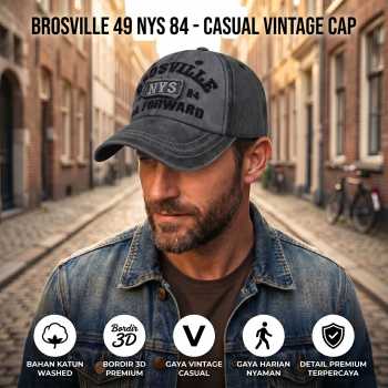HATBY Topi Baseball Cap Bordir 3D Casual Style BROSVILLE 49 NYS 84 - H052