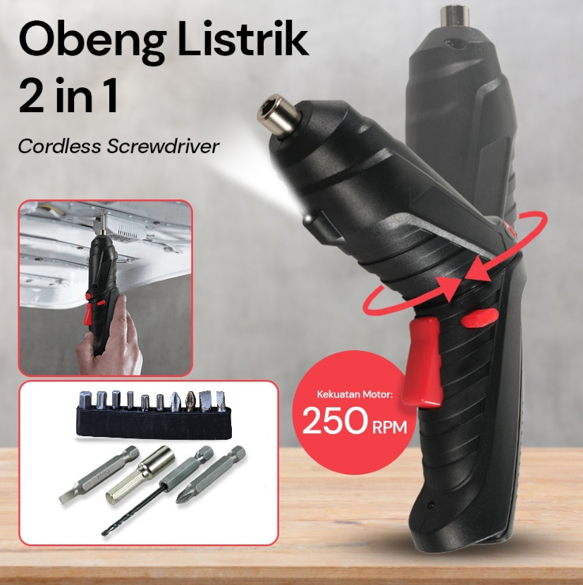 Gambar produk Liangdi Obeng Bor Listrik Cordless Screwdriver Drill 2in1 250 RPM - Q029 - Utama