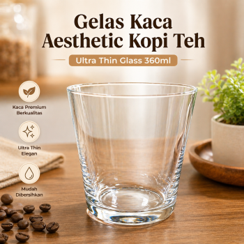 One Two Cups Gelas Kaca Aesthetic Kopi Teh Ultra Thin Glass 360ml - WS3