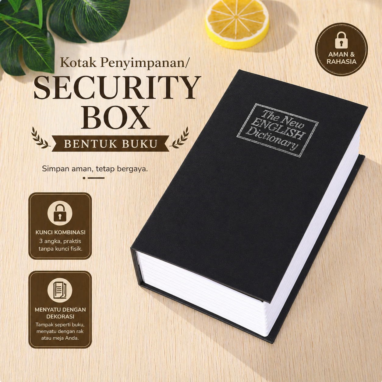 Gambar produk TaffGUARD Kotak Buku Kamus Hidden Safety Box Book Password Lock Size S - KB-10P - Utama