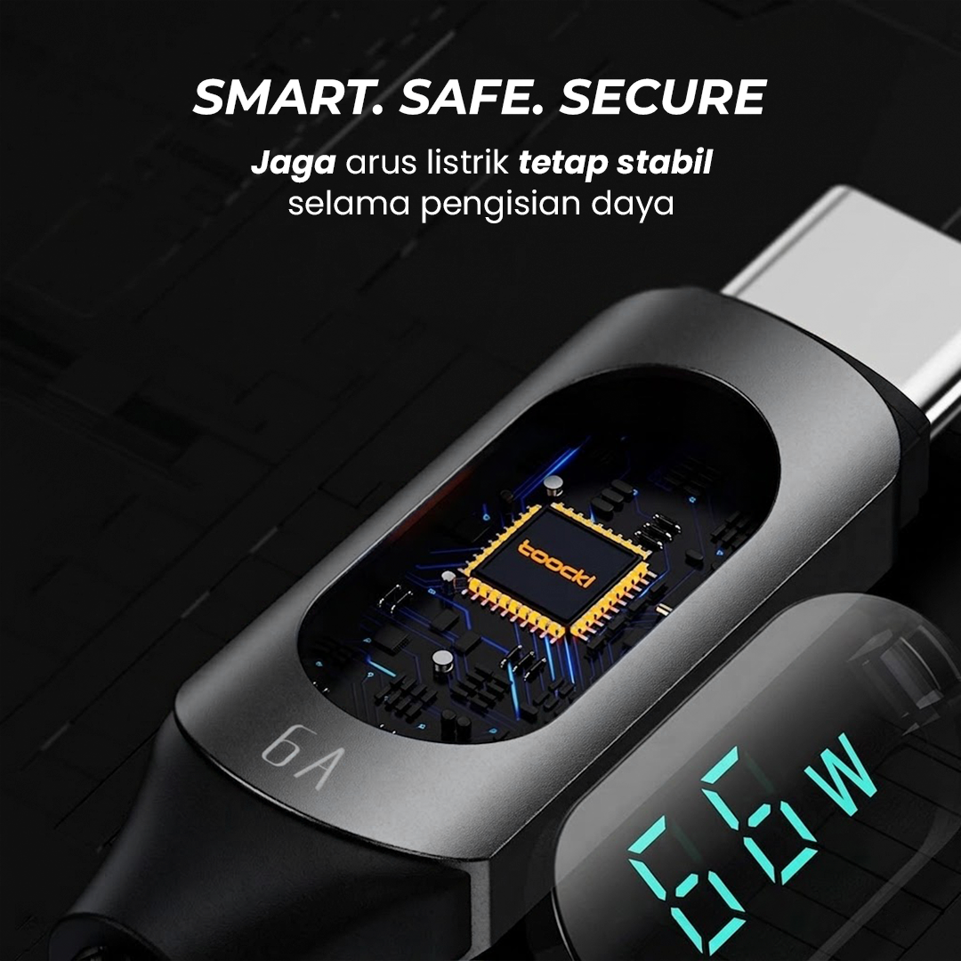 Gambar produk Toocki Kabel Charger USB A to USB Type C Fast Charging Braided 6A 66W 1M - TXCT-XY01/XYA01
