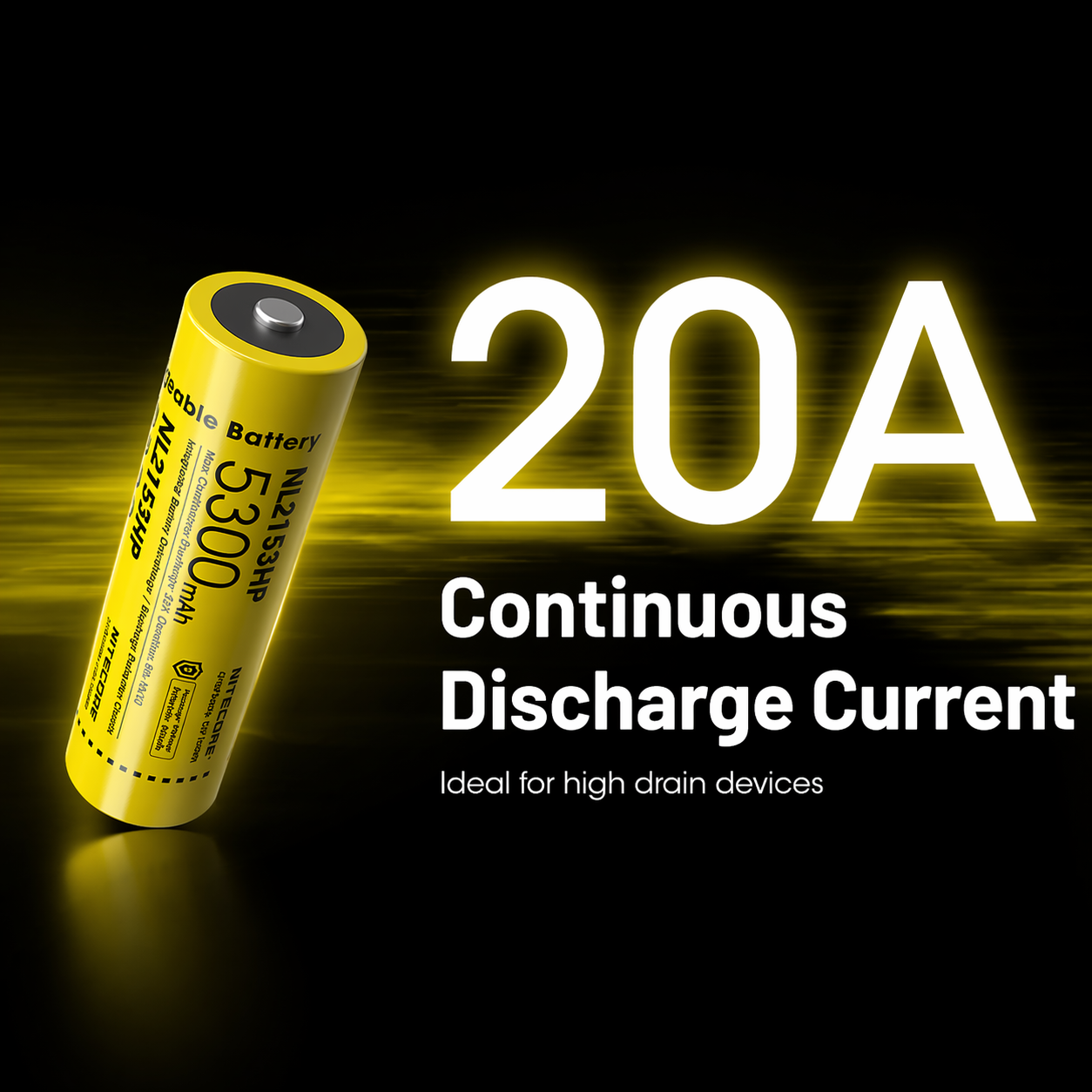Gambar produk NITECORE Baterai Isi Ulang 21700 Li-Ion Button Top 5300mAh 3.6V 1 PCS - NL2153HP