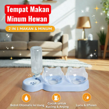 LINQOR Tempat Makan Minum Hewan Pet Feeders Elevated Feeding Drinking - L4