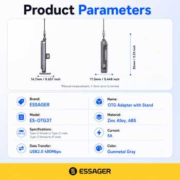 Gambar produk ESSAGER OTG Adapter Type C Female to Lighting Male 2in1 Holder 30W - ES-OTG37