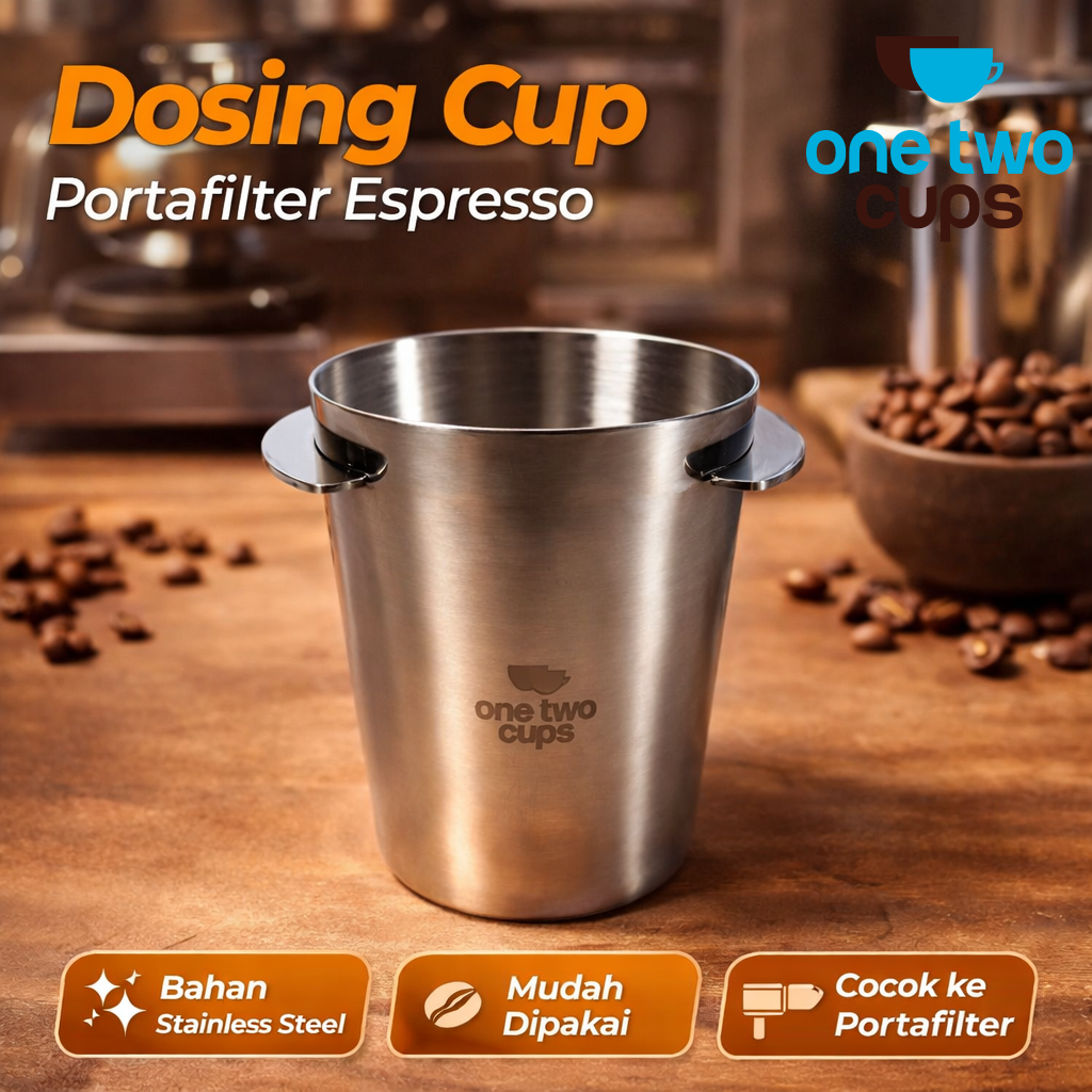 Gambar produk One Two Cups Dosing Cup Portafilter Espresso Machine Stainless Steel 53mm - YXA046
