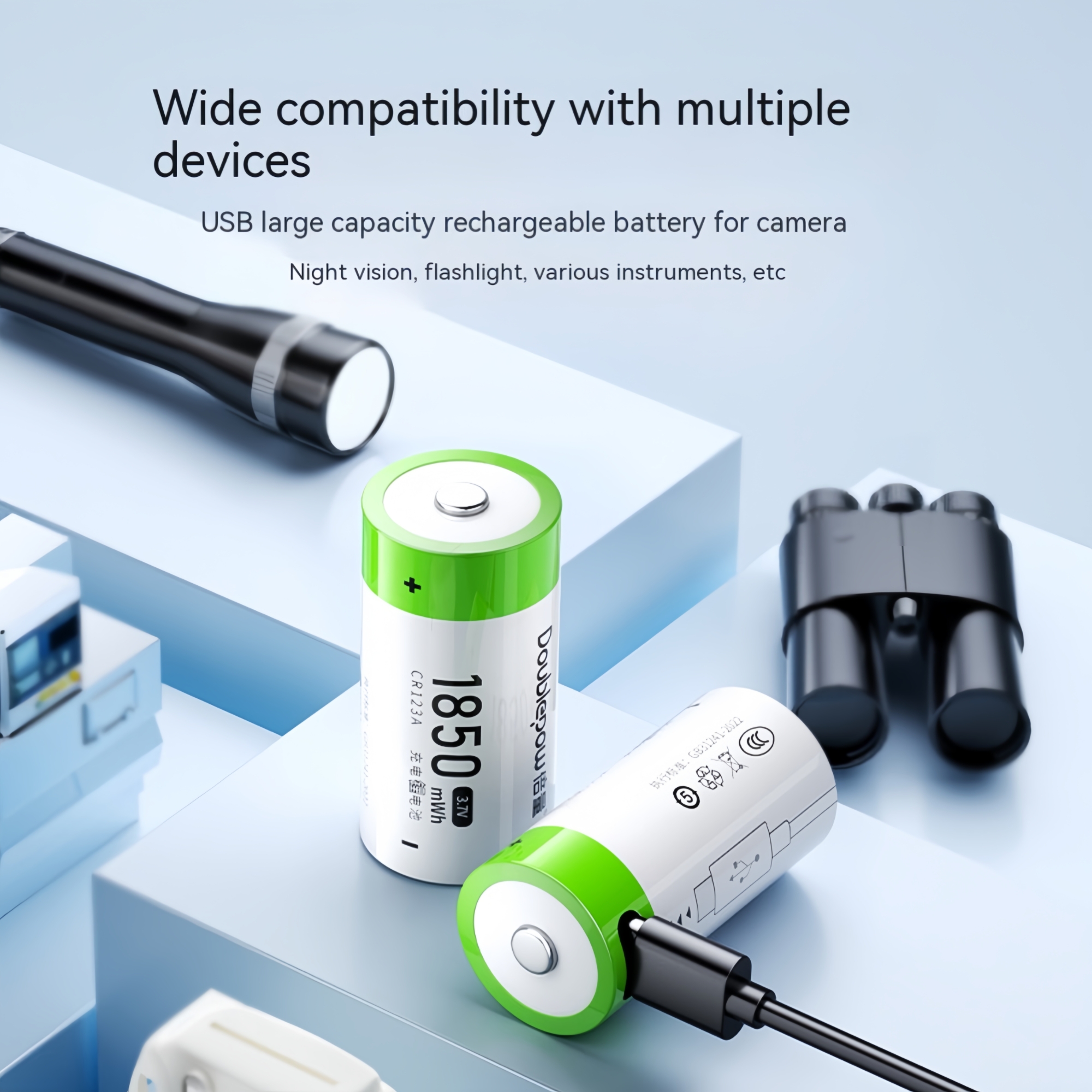 Gambar produk Doublepow Baterai Isi Ulang CR123A Li-Ion USB Type C 500mAh 3.7V 1 PCS - DP-1850
