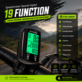 CNC Speedometer Sepeda Digital Odometer Backlit Waterproof 19 Function - 668