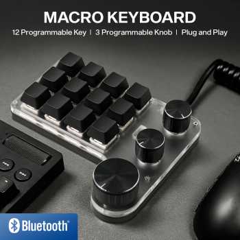 Gambar produk MagiDeal Macro Keyboard Wired Mechanical Gaming Shortcut 12 Key 3 Knob 12 Tombol 3 Knob - MD-12