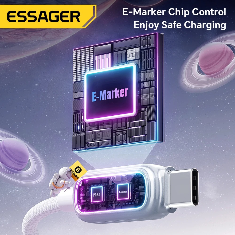 Gambar produk ESSAGER Kabel Data USB A to Type C Fast Charging PD QC 3.1 7A 100W - EXCT-YJ0A-P