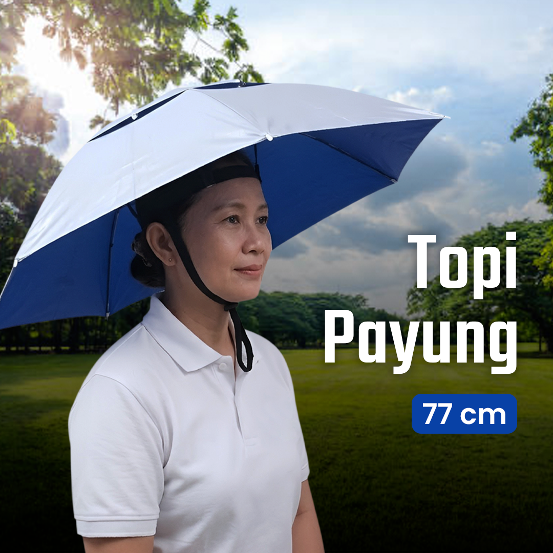 Gambar produk UCHI Topi Payung Dua Lapis Anti Bocor Headband Umbrella Hat 77cm - UC7 - Utama