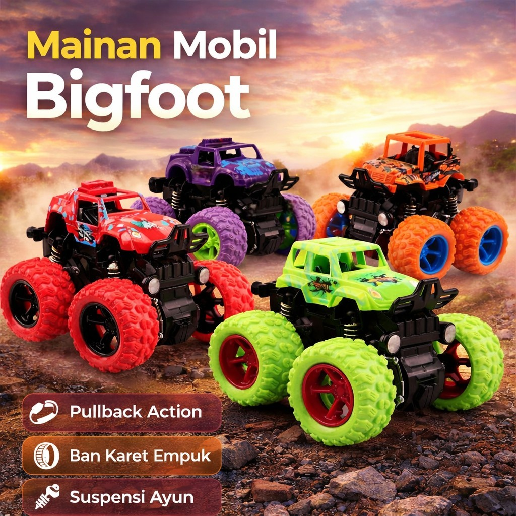 Monster Zap Mainan Mobil Jip Off Road 4 Drive Inertial Bigfoot - JW689 Gambar produk Monster Zap Mainan Mobil Jip Off Road 4 Drive Inertial Bigfoot - JW689 - Utama