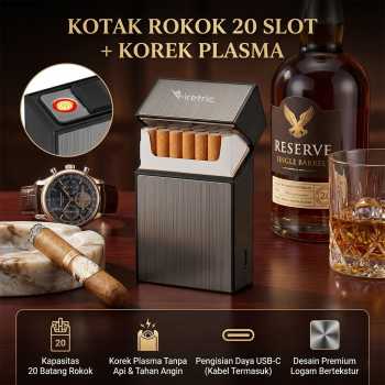 Firetric FOCUS Kotak Rokok 20 Slot dengan Korek Elektrik Plasma - JD-YH093