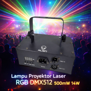 Alien Lampu Proyektor Laser RGB Disco Single Head DMX512 500mW 14W - SLP-RGB500