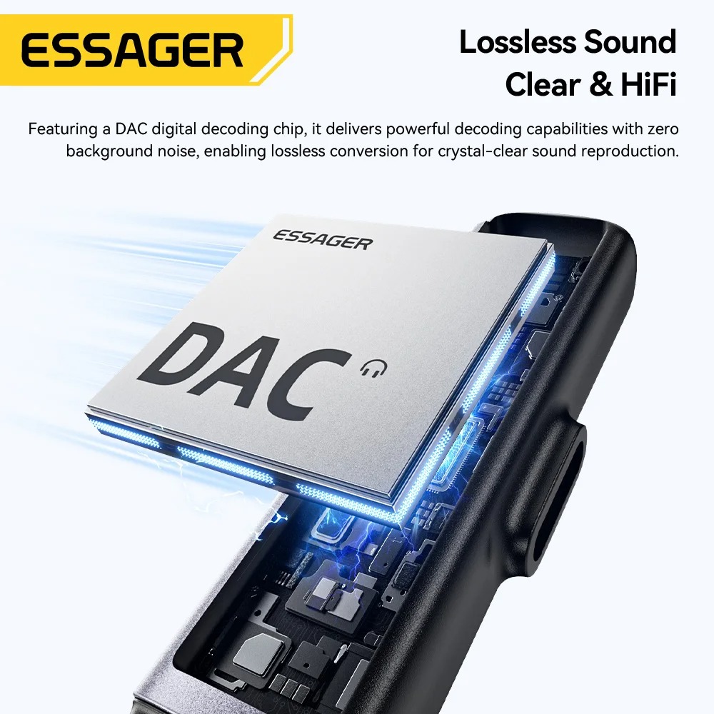 Gambar produk ESSAGER Adaptor Converter Audio OTG Type C to Type C 3.5 mm 2in1 60W - ES-OTG38