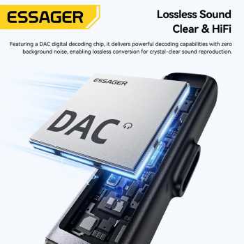 Gambar produk ESSAGER Adaptor Converter Audio OTG Type C to Type C 3.5 mm 2in1 60W - ES-OTG38