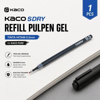Kaco SDRY Refill Pena Pulpen Gel Tinta Hitam 0.5mm for Kaco PURE 1 PCS - K1640