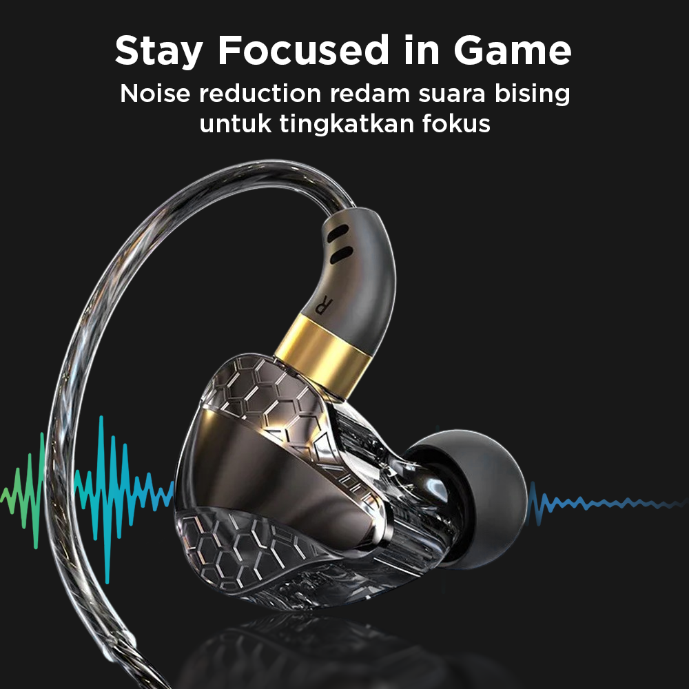WKZ Earphone In-Ear Subwoofer Gaming Computer Sports with Microphone - S18 Gambar produk WKZ Earphone In-Ear Subwoofer Gaming Computer Sports with Microphone - S18 - 2