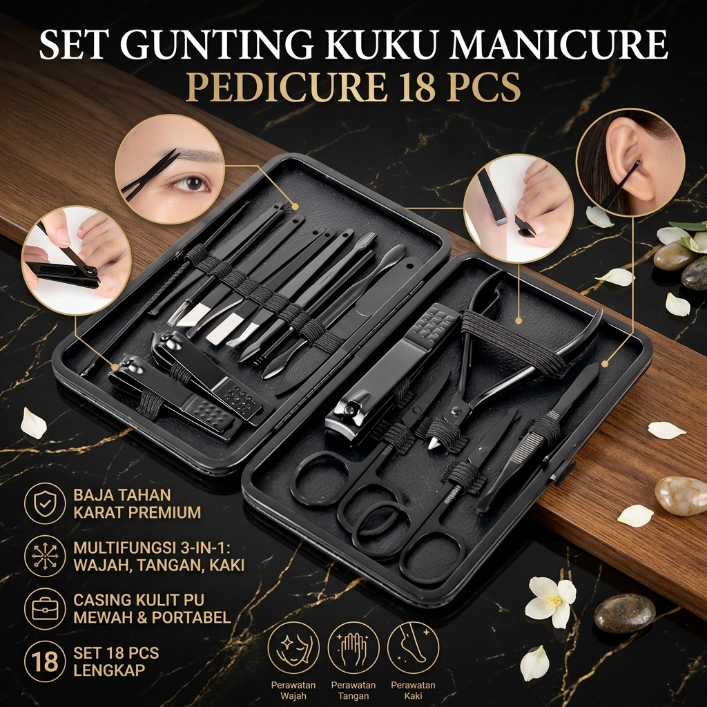 Biutte.co Set Perlengkapan Gunting Kuku Manicure Pedicure Nail Clipper 18 PCS - S0M020 Gambar produk Biutte.co Set Perlengkapan Gunting Kuku Manicure Pedicure Nail Clipper 18 PCS - S0M020 - Utama