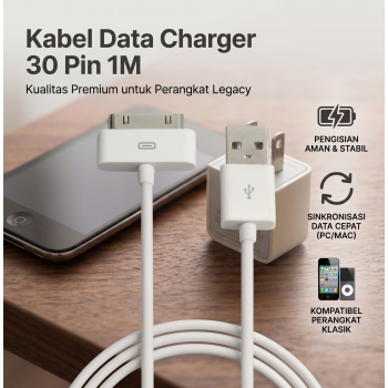 Gambar produk Apple Kabel Data Charger 30 Pin Multifungsi for iPhone iPad iPod 1M - S-IPAD