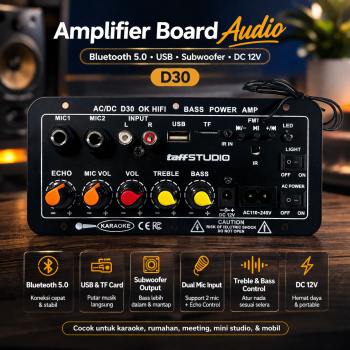TaffSTUDIO Amplifier Board Audio Bluetooth USB Subwoofer DC 12V - D30