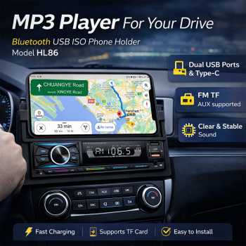 Taffware Tape Mobil Audio MP3 Player Bluetooth USB ISO Phone Holder - HL86