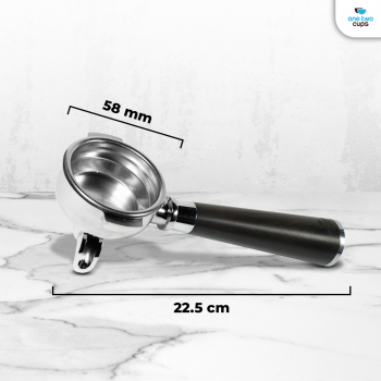 Gambar produk One Two Cups Portafilter Single Spout Stainless Steel 58mm Kayu Rosewood - AL304 - 8