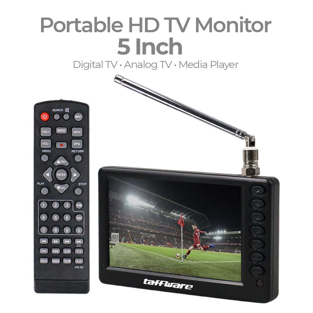 Taffware Portable HD TV Monitor 5 Inch DVB-T2 + Analog - D5 Gambar produk Taffware Portable HD TV Monitor 5 Inch DVB-T2 + Analog - D5