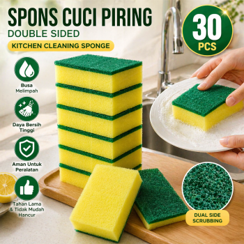 TwoFace Spons Cuci Piring Kitchen Washing Cleaning Double Sided 30 PCS - FLS53