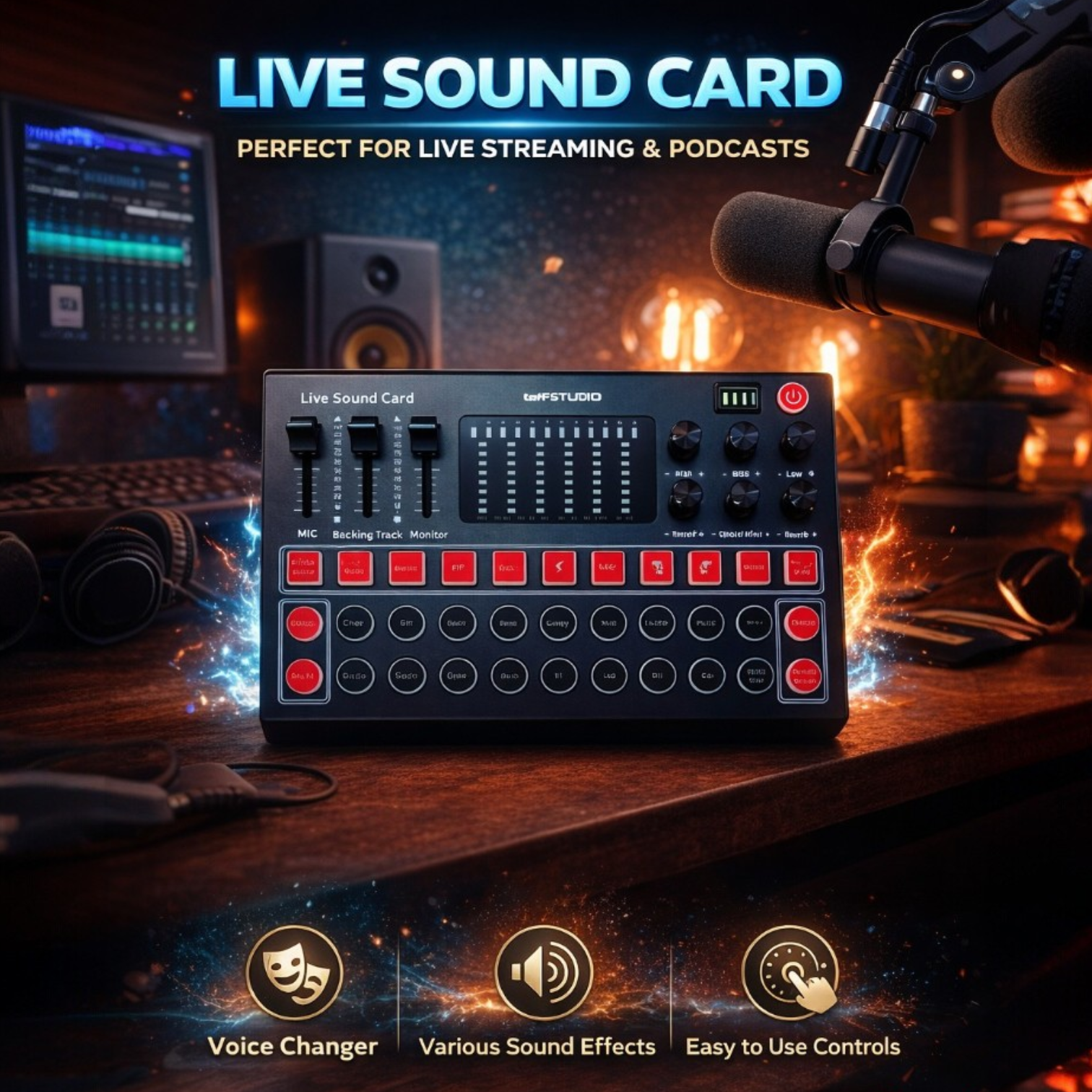 TaffSTUDIO Mixer USB Sound Card Broadcast Bluetooth Special Effect - M9 Gambar produk TaffSTUDIO Mixer USB Sound Card Broadcast Bluetooth Special Effect - M9