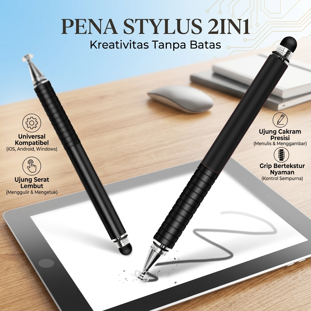Pena Stylus 2in1 Fine Point Capacitive Touch Pen - ST-2008 Gambar produk Pena Stylus 2in1 Fine Point Capacitive Touch Pen - ST-2008 - Utama