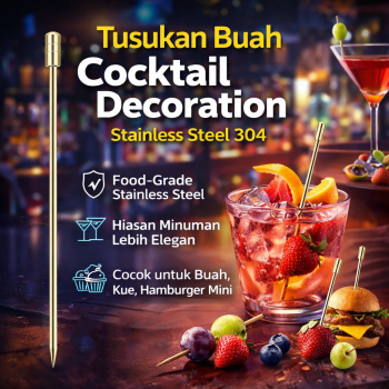 JUWI Tusukan Buah Cocktail Pick Garnish Decoration Stainless Steel 304 - J-105