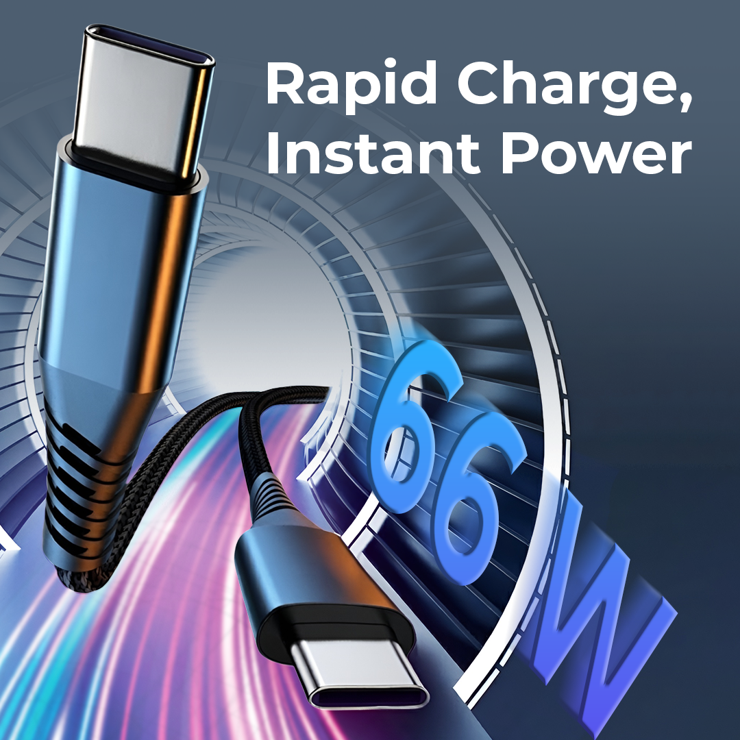 Gambar produk AUFU Kabel Data Type C to Type C Charger Braided Fast Charging 6A 66W 1M - KD66