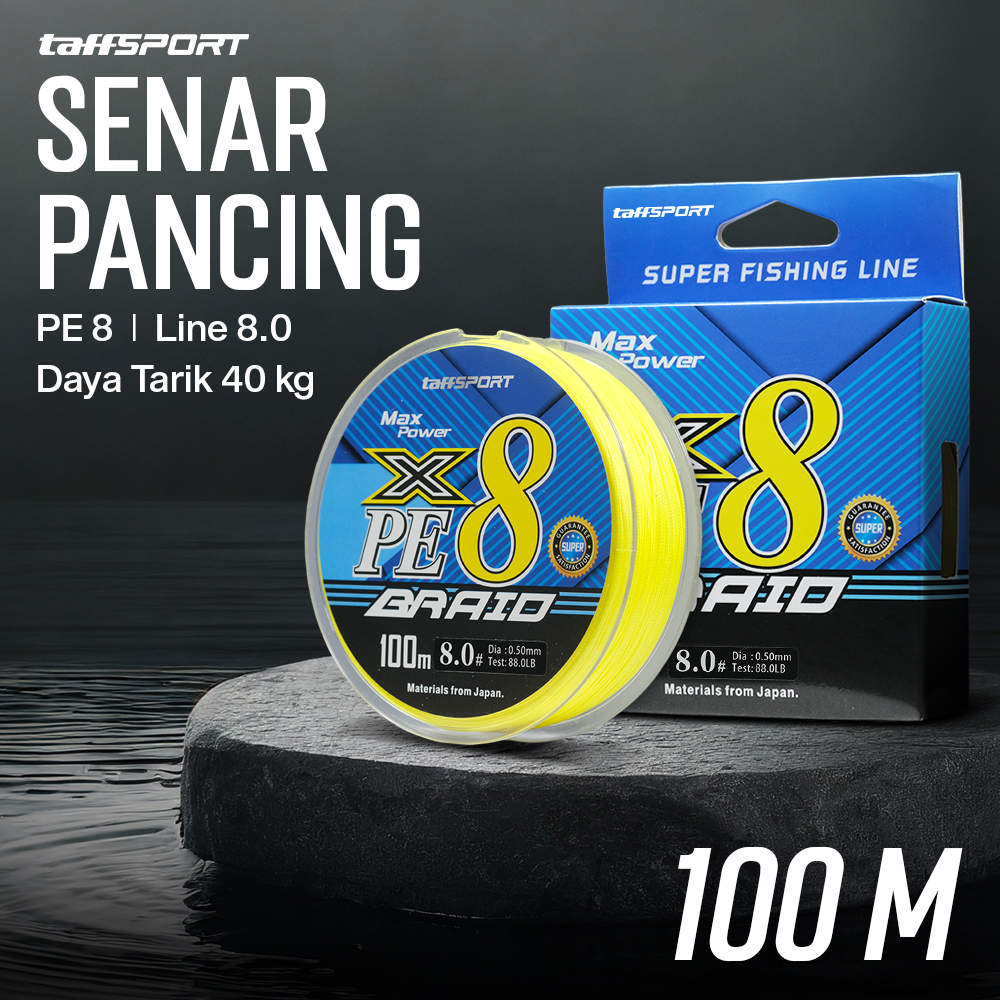 TaffSPORT Senar Pancing PE 8 Braided Strand Fishing Line 100M 8.0 - X8 Gambar produk TaffSPORT Senar Pancing PE 8 Braided Strand Fishing Line 100M 8.0 - X8 - Utama