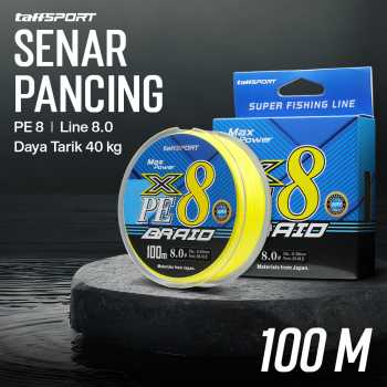 TaffSPORT Senar Pancing PE 8 Braided Strand Fishing Line 100M - X8