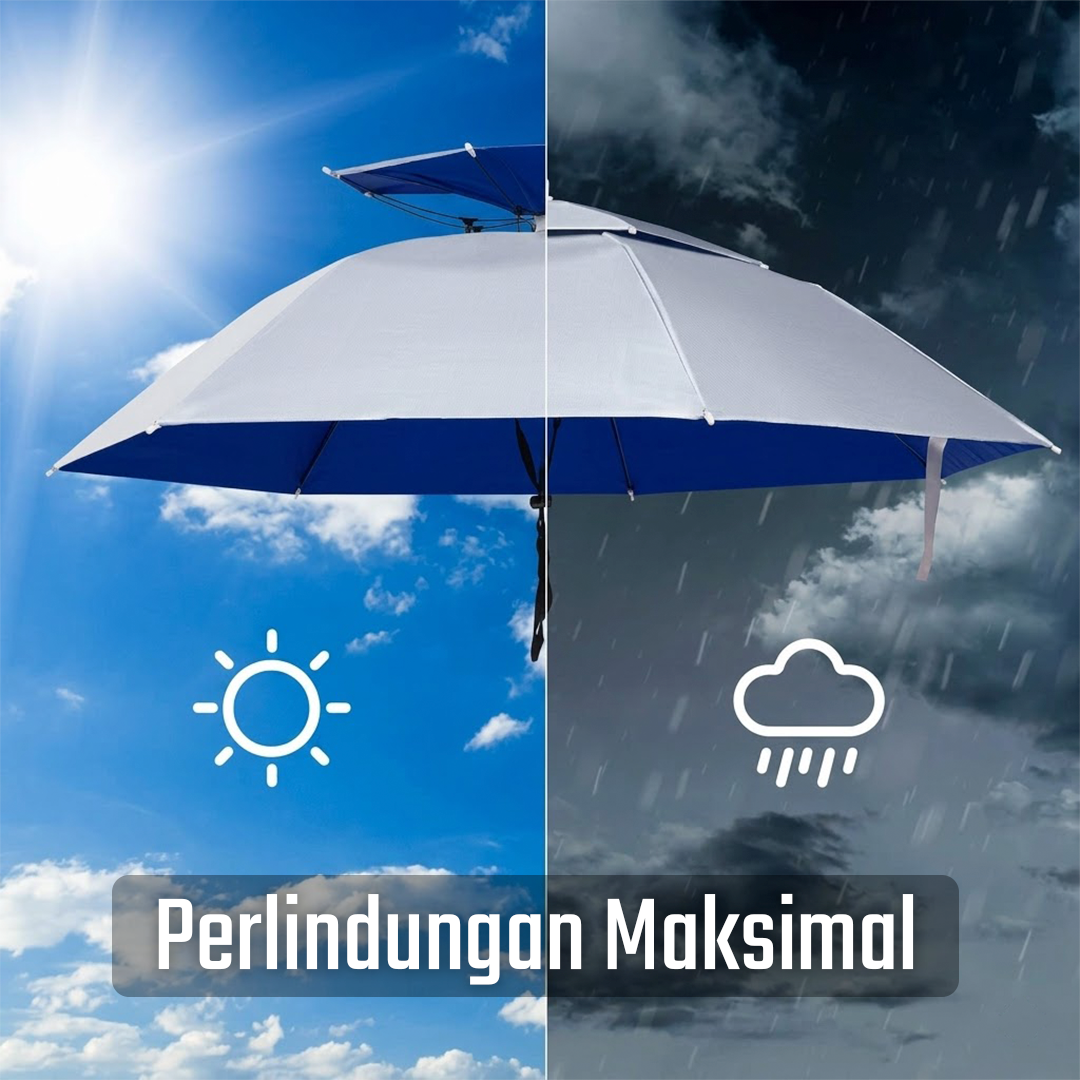 Gambar produk UCHI Topi Payung Dua Lapis Anti Bocor Headband Umbrella Hat 77cm - UC7 - 5