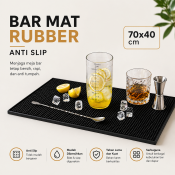 One Two Cups Bar Mat Rubber Anti Slip Tatakan Gelas Alas Meja - TY3